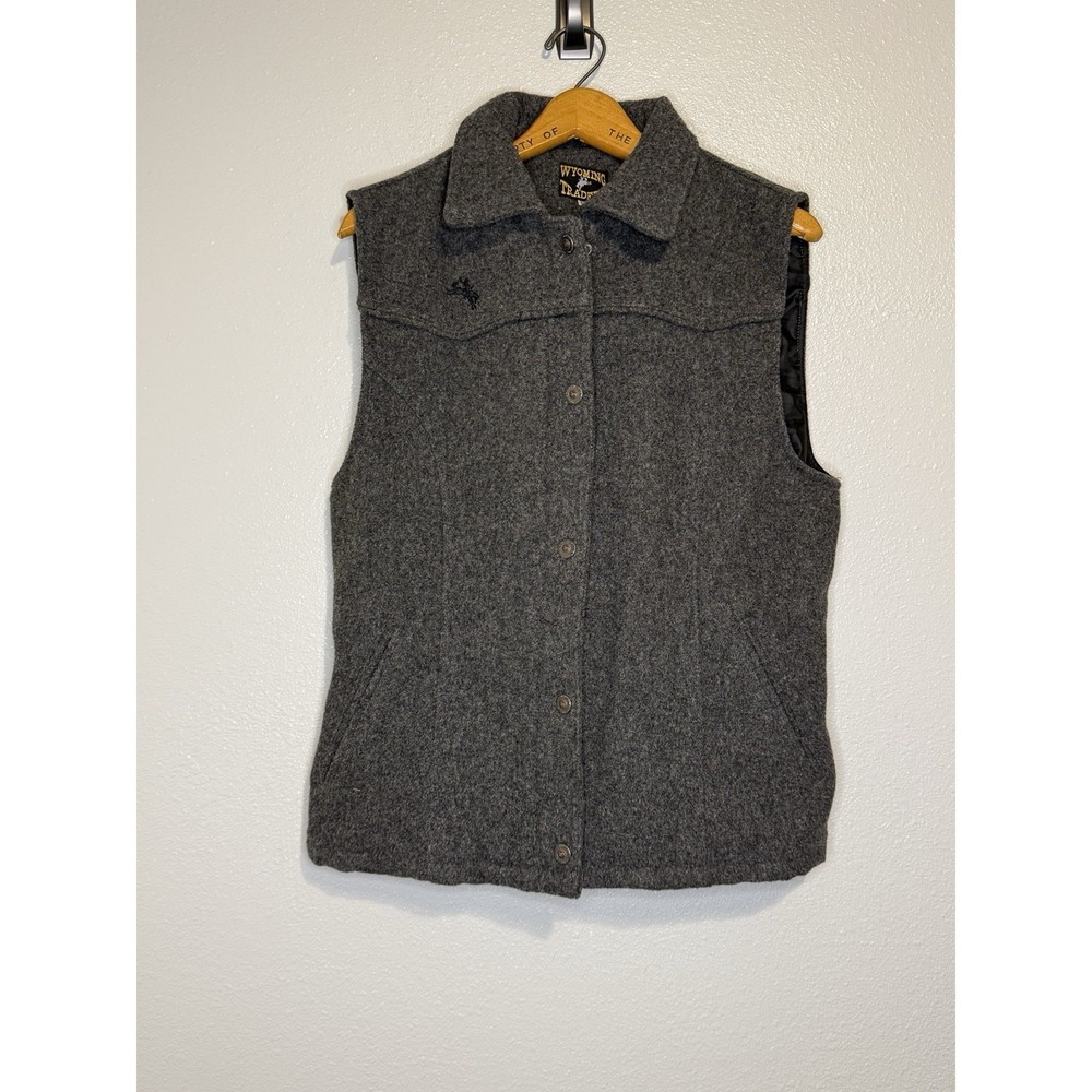 Wyoming Traders Vest Womens‎ XL Gray Wool Full Zip Elastic Waist Western Outdoor